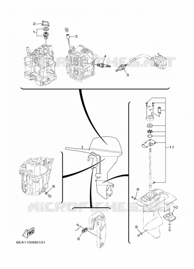 MAINTENANCE PARTS Yamaha OUTBOARD ENGINES 9.9hp (7.3kW) 2013 FT9.9  FT9.9LEL
