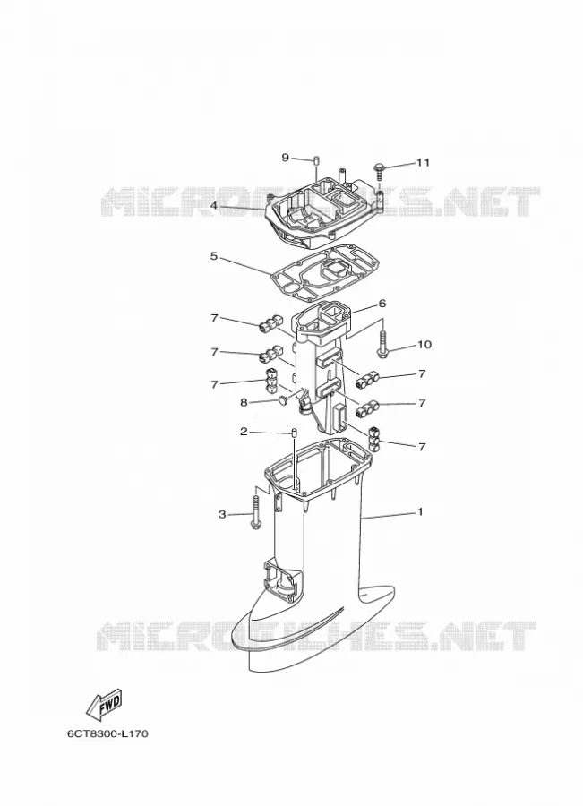 UPPER CASING Yamaha OUTBOARD ENGINES 30hp (22.1kW) 2012 30  30DMHOL