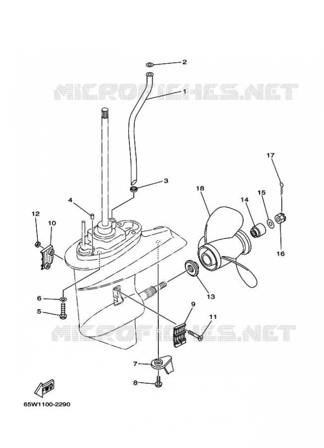 LOWER CASING & DRIVE 2 Yamaha OUTBOARD ENGINES 20hp (14.7kW) 2005 F20  F20AES