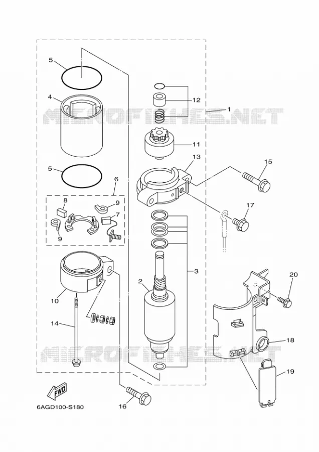 STARTING MOTOR Yamaha OUTBOARD ENGINES 20hp (14.7kW) 2019 F20  F20BEPL