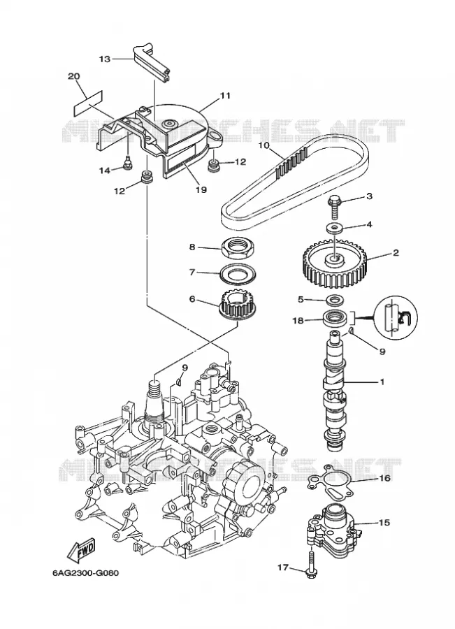 OIL PUMP Yamaha OUTBOARD ENGINES 20hp (14.7kW) 2012 F20  F20BEPS