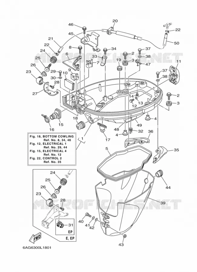 BOTTOM COWLING Yamaha OUTBOARD ENGINES 20hp (14.7kW) 2012 F20  F20BEPL
