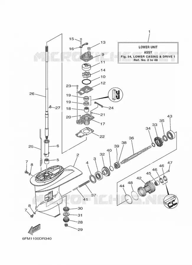 LOWER CASING & DRIVE 1 Yamaha OUTBOARD ENGINES 25hp (18.4kW) 2017 F25  F25GETL