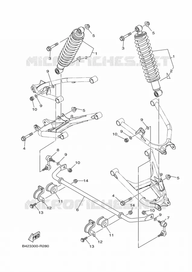 REAR SHOCK ABSORBER Yamaha SIDE BY SIDE 700 2019 VIKING  YXM700E/YXM70VPAK