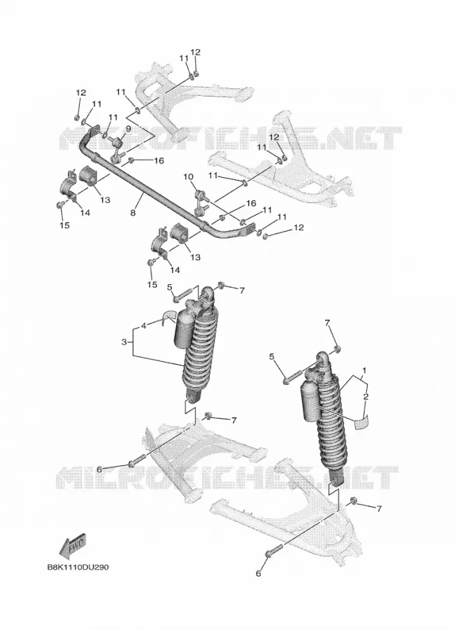 REAR SHOCK ABSORBER Yamaha SIDE BY SIDE 850 2019 WOLVERINE  YXE850ENS/YXE85WPSK