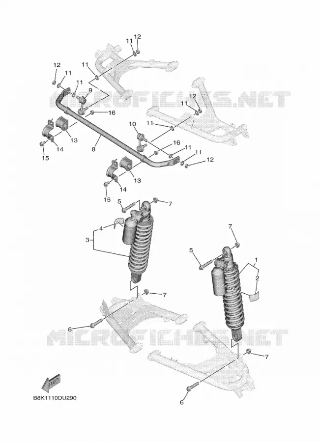 REAR SHOCK ABSORBER Yamaha SIDE BY SIDE 850 2019 WOLVERINE  YXE850ENS/YXE85WPLK