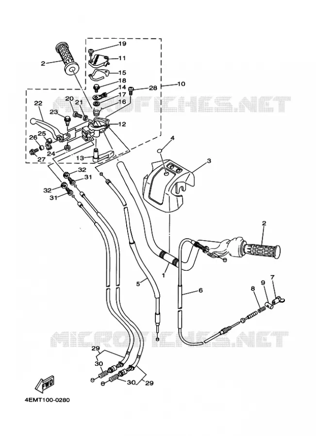 HANDLEBAR & CABLES Yamaha QUAD 80 2001 BADGER  YFM80