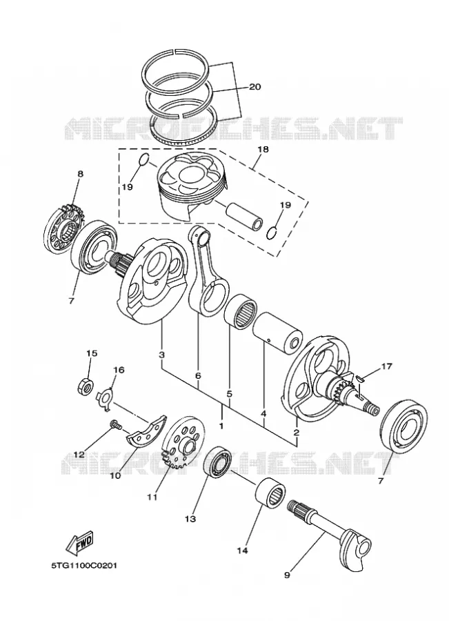 CRANKSHAFT / PISTON Yamaha QUAD 450 2005 YFZ  YFZ450