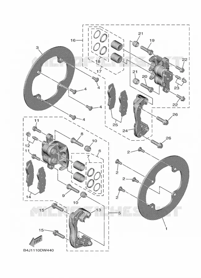 REAR BRAKE CALIPER Yamaha SIDE BY SIDE 1000 2021 WOLVERINE  YXF1000EWS/YX10FPSM