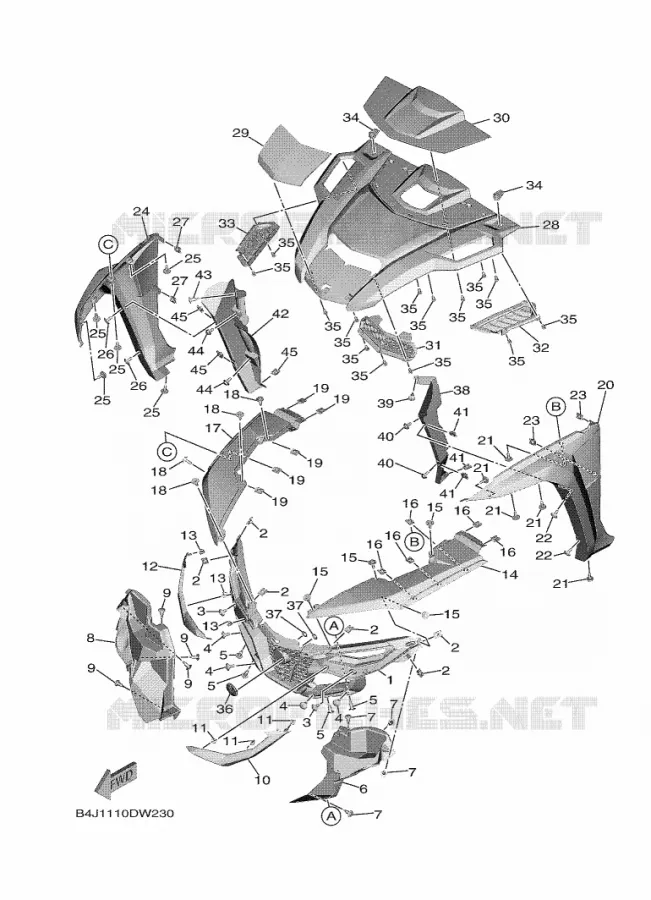 FRONT FENDER 2 Yamaha SIDE BY SIDE 1000 2021 WOLVERINE  YXF1000EW/YX10FPAM