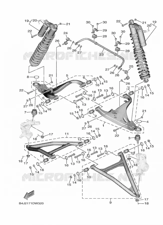 FRONT SUSPENSION / WHEEL Yamaha SIDE BY SIDE 1000 2021 WOLVERINE  YXF1000EW/YX10FPAM