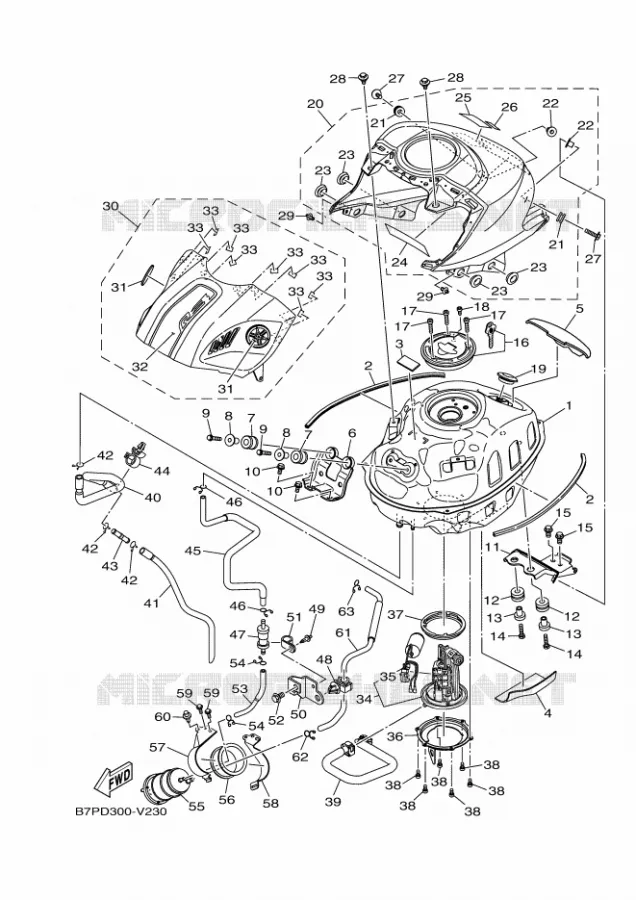 FUEL TANK Yamaha MOTO 300 2020 R3  YZF320-A