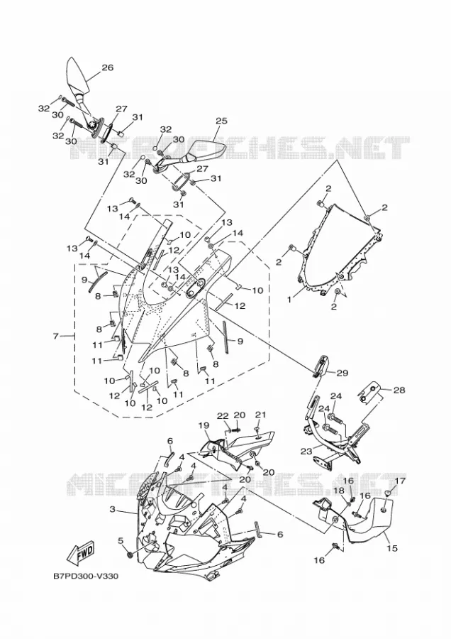 WINDSCREEN Yamaha MOTO 300 2020 R3  YZF320-A