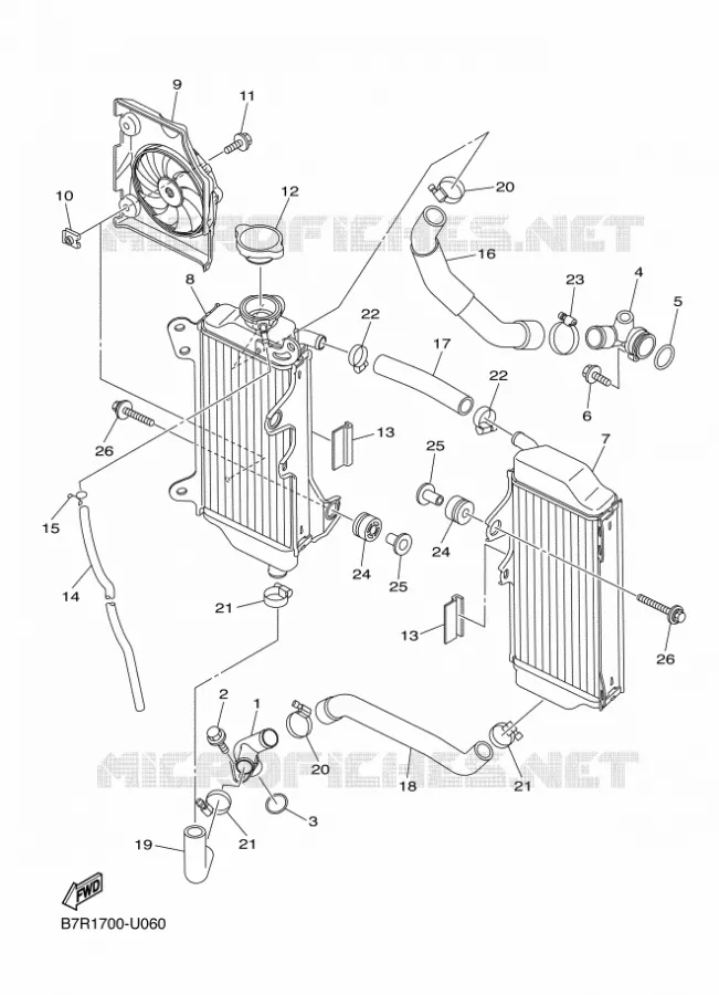 RADIATOR / HOSES Yamaha MOTO 450 2020 WRF  WR450F