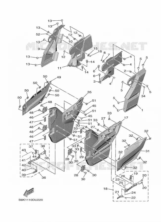 SIDE COVER Yamaha SIDE BY SIDE 850 2020 WOLVERINE  YXE850EN/YXE85WPAL