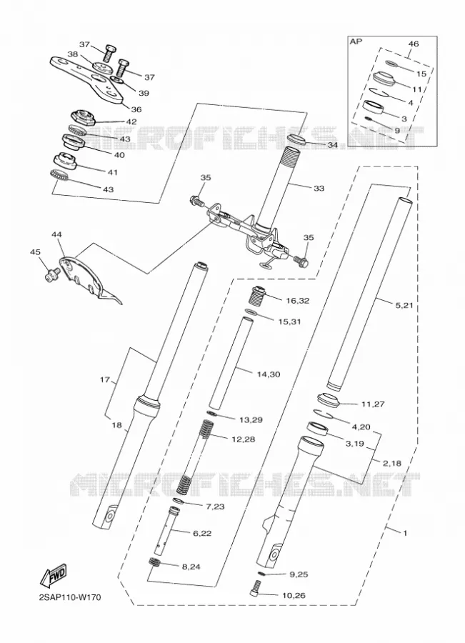 FRONT FORK Yamaha MOTO 50 2021 PW  PW50