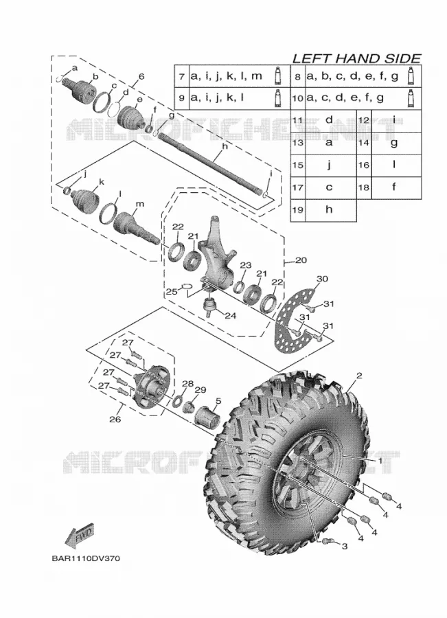FRONT WHEEL Yamaha SIDE BY SIDE 850 2021 WOLVERINE  YXF850E/YXF85WPAM