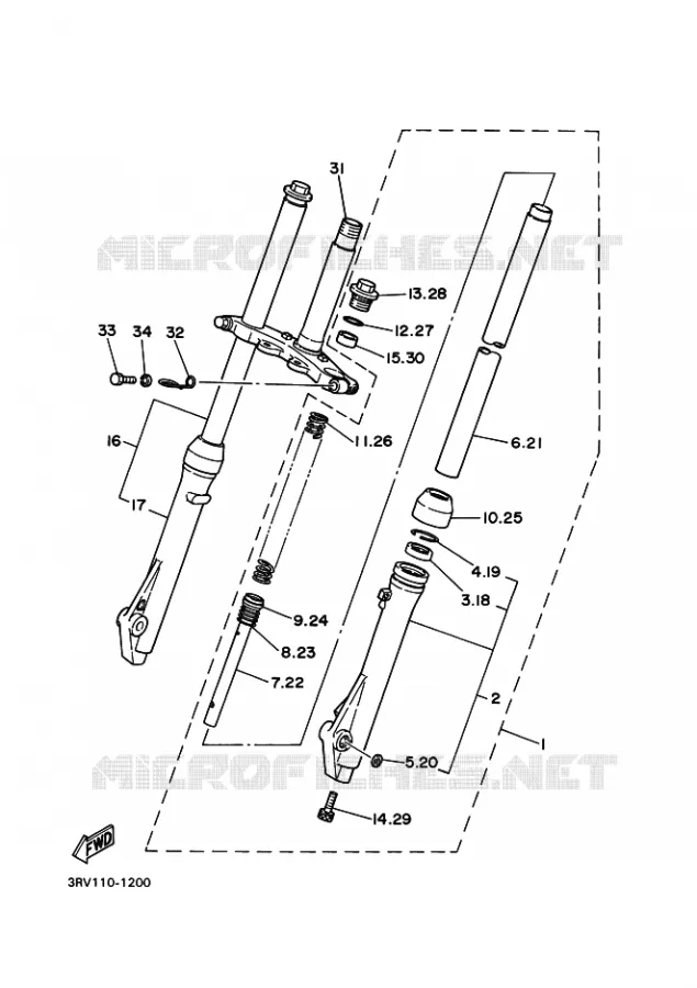 FRONT FORK Yamaha MOTO 80 2000 PW  PW80