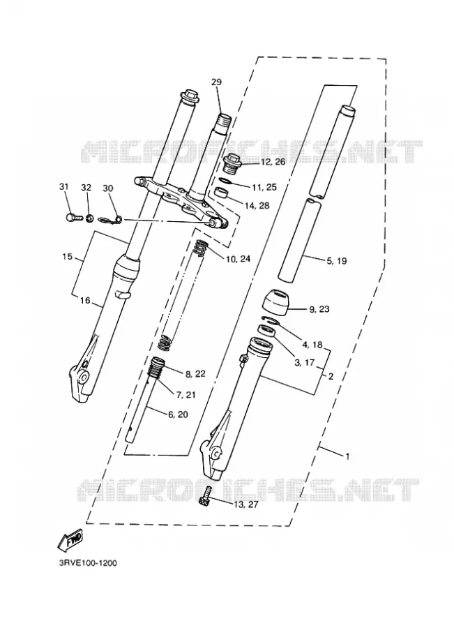 FRONT FORK Yamaha MOTO 80 2001 PW  PW80