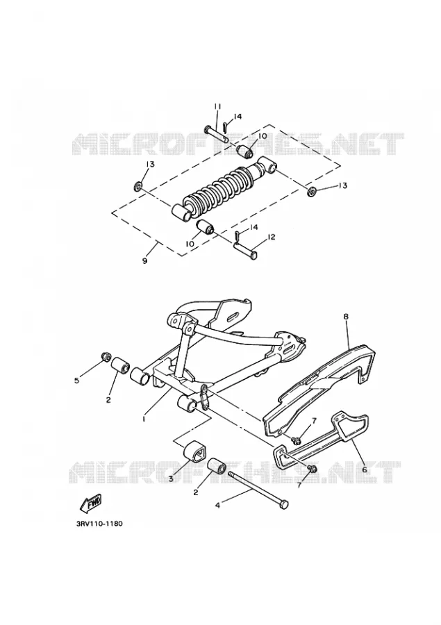SWINGARM / SHOCK ABSORBER Yamaha MOTO 80 2001 PW  PW80