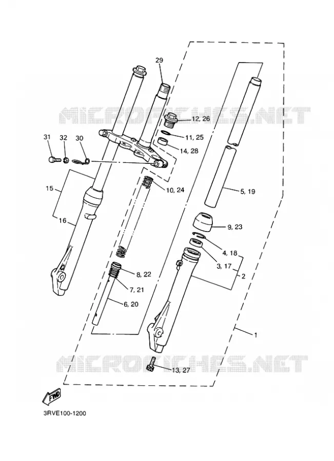 FRONT FORK Yamaha MOTO 80 2003 PW  PW80