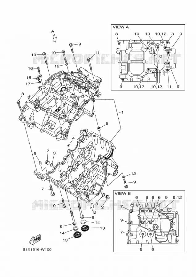 CRANKCASE Yamaha MOTO 300 2022 R3  YZF320-A