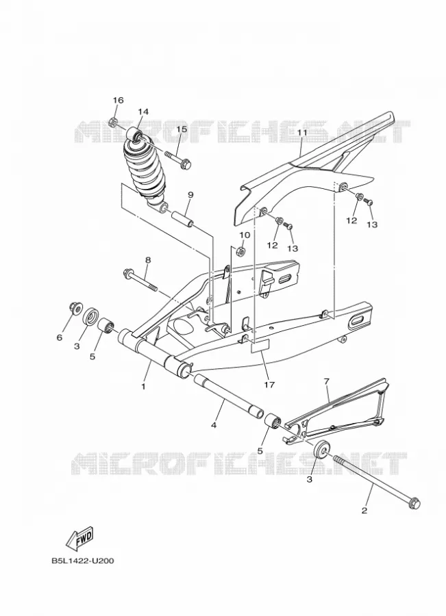SWINGARM / SHOCK ABSORBER Yamaha MOTO 300 2022 R3  YZF320-A