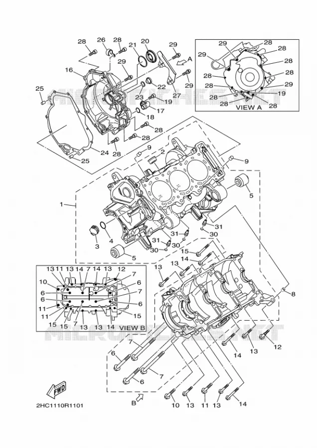 CRANKCASE Yamaha SIDE BY SIDE 1000 2022 YXZ  YXZ1000E