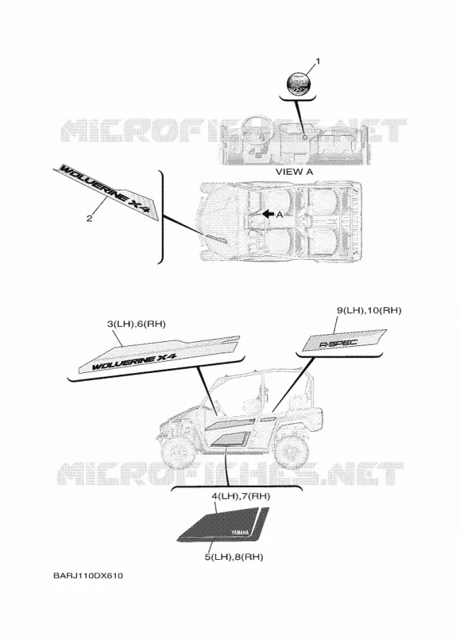 STICKER Yamaha SIDE BY SIDE 850 2022 WOLVERINE  YXF850E/YX85FPAN