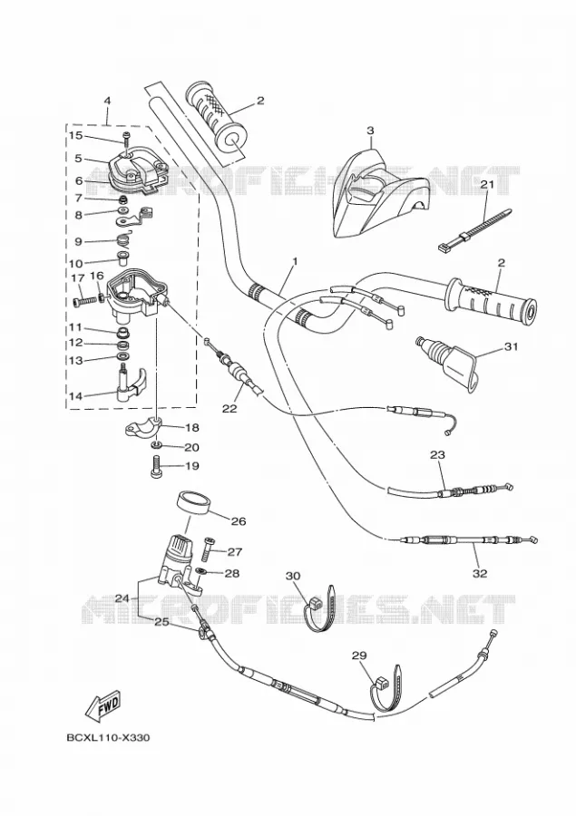 HANDLEBAR & CABLES Yamaha QUAD 700 2022 RAPTOR  YFM700R