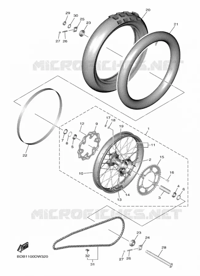 REAR WHEEL Yamaha MOTO 450 2023 WRF  WR450F