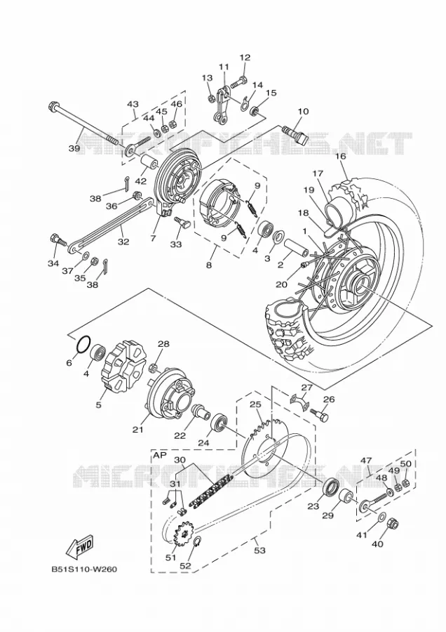 REAR WHEEL Yamaha MOTO 110 2023 TTR  TT-R110E