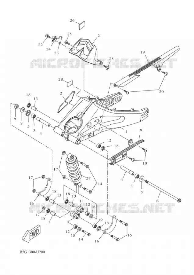 SWINGARM / SHOCK ABSORBER Yamaha MOTO 125 2023 R125  YZF125-A
