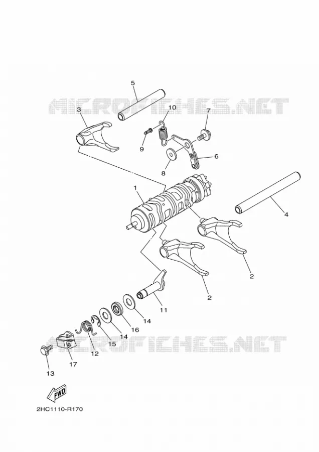 GEAR SHIFT SELECTOR DRUM / FORK Yamaha SIDE BY SIDE 1000 2023 YXZ  YXZ1000E