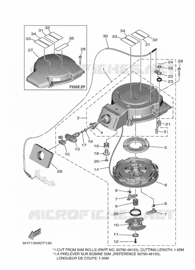 STARTER MOTOR Yamaha OUTBOARD ENGINES 20hp (14.7kW) 2020 F20  F20GEP