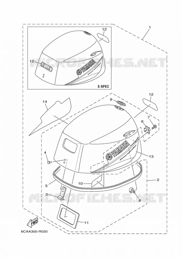FAIRING UPPER Yamaha OUTBOARD ENGINES 9.9hp (7.3kW) 2021 F9.9  F9.9HWH