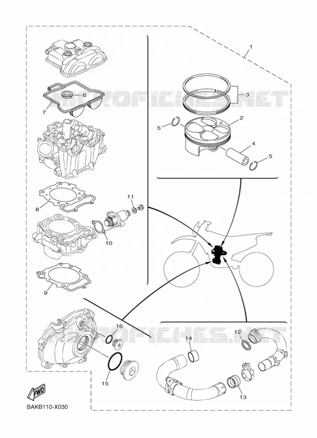 PISTON REBUILT KIT Yamaha MOTO 250 2024 WRF  WR250F