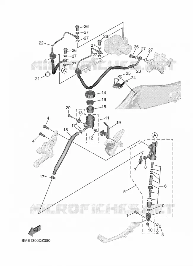 REAR BRAKE MASTER CYLINDER Yamaha MOTO 900 2024 MT  MTN890