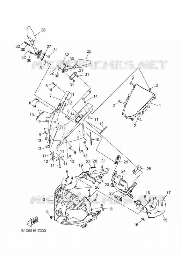 WINDSCREEN Yamaha MOTO 300 2024 R3  YZF320-A