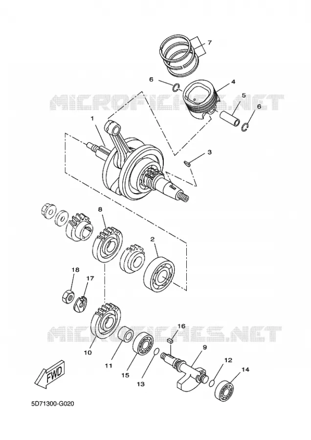 CRANKSHAFT / PISTON Yamaha MOTO 125 2010 WR-R  WR125R