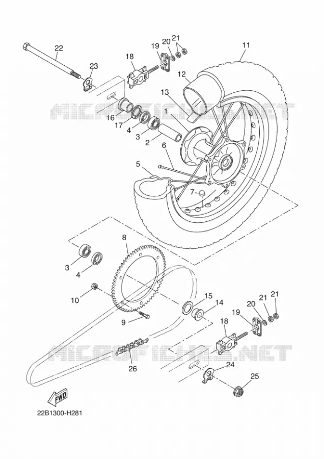 REAR WHEEL Yamaha MOTO 125 2010 WR-R  WR125R