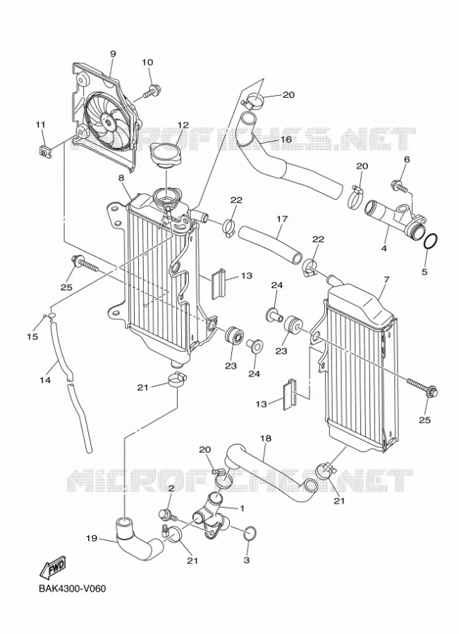 RADIATOR / HOSES Yamaha MOTO 250 2024 WRF  WR250F