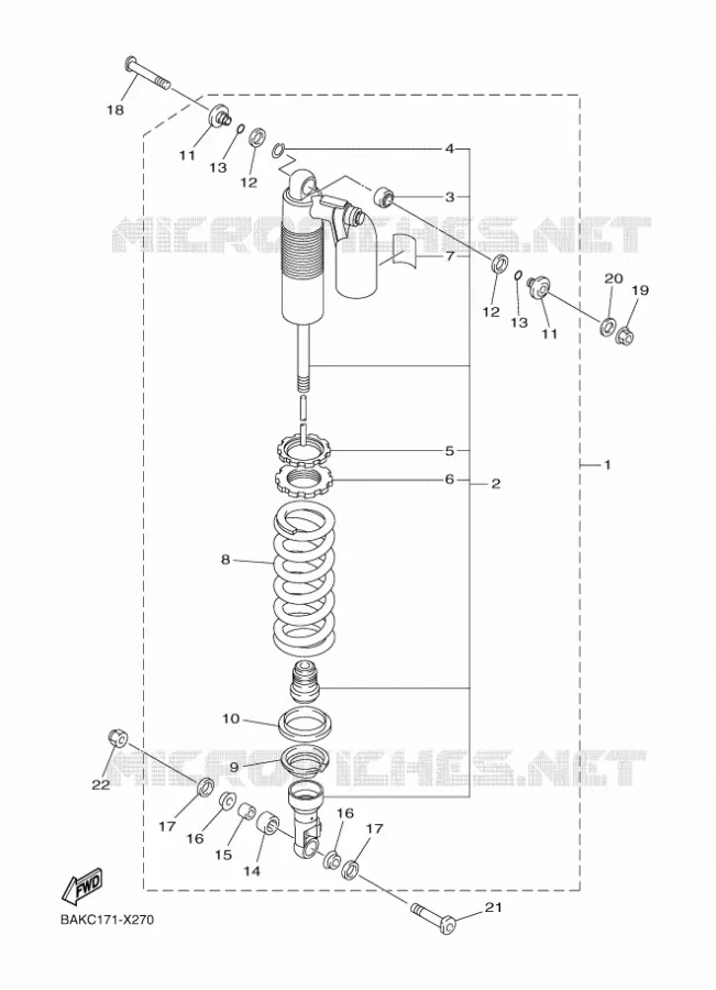 REAR SHOCK ABSORBER Yamaha MOTO 250 2024 WRF  WR250F