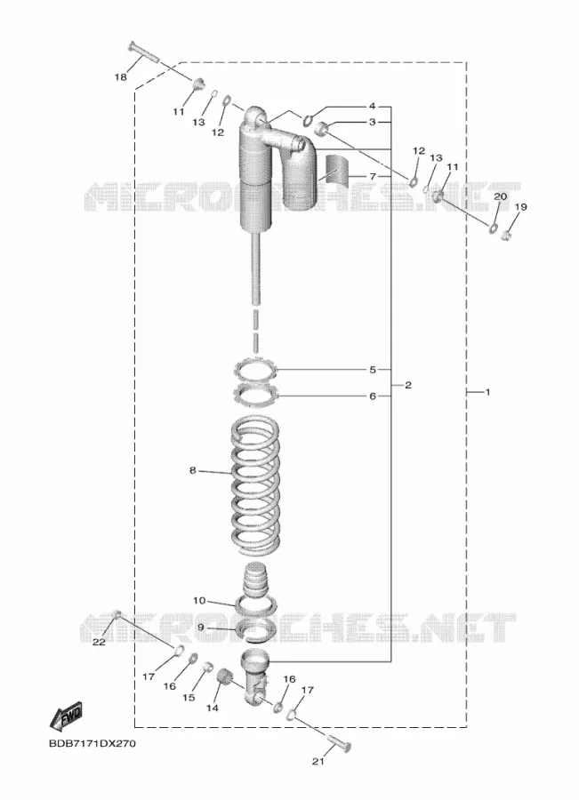 REAR SHOCK ABSORBER Yamaha MOTO 450 2023 WRF  WR450FP