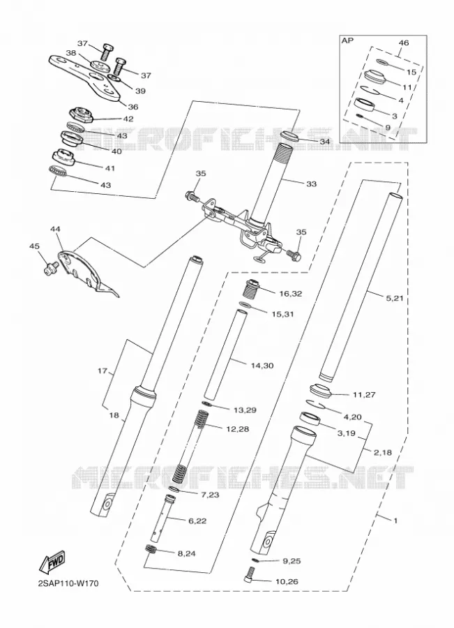 FRONT FORK Yamaha MOTO 50 2022 PW  PW50N
