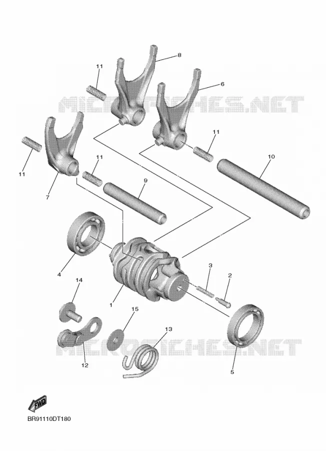GEAR SHIFT SELECTOR DRUM / FORKS Yamaha MOTO 450 2022 YZF  YZ450FN
