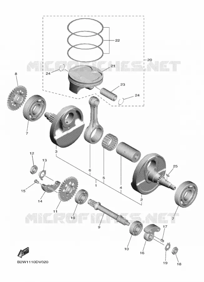 CRANKSHAFT / PISTON Yamaha MOTO 450 2022 WRF  WR450FN