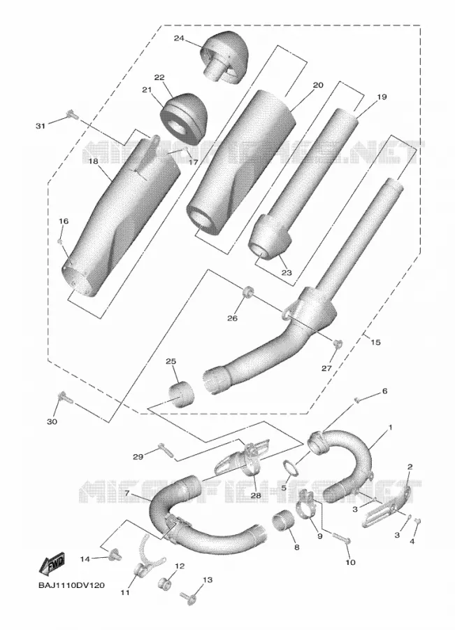 EXHAUST Yamaha MOTO 250 2021 YZF  YZ250FXML