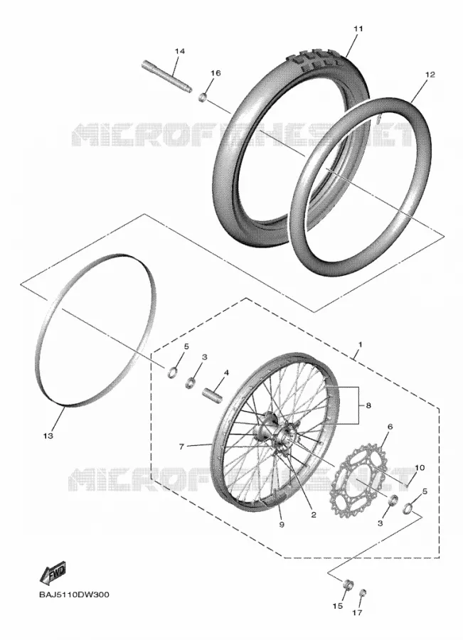 FRONT WHEEL Yamaha MOTO 250 2021 YZF  YZ250FXML