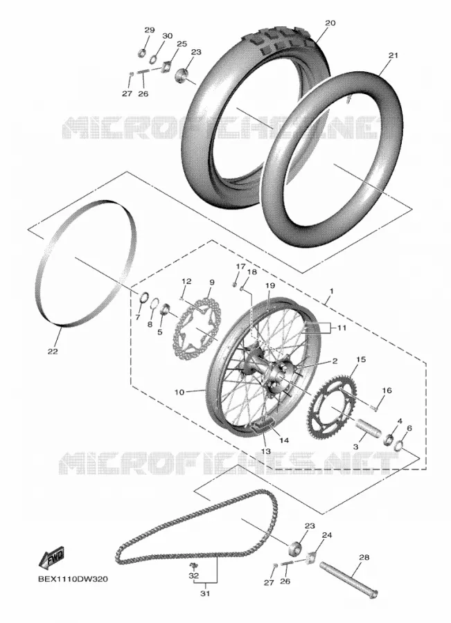 REAR WHEEL Yamaha MOTO 450 2021 YZF  YZ450FXML